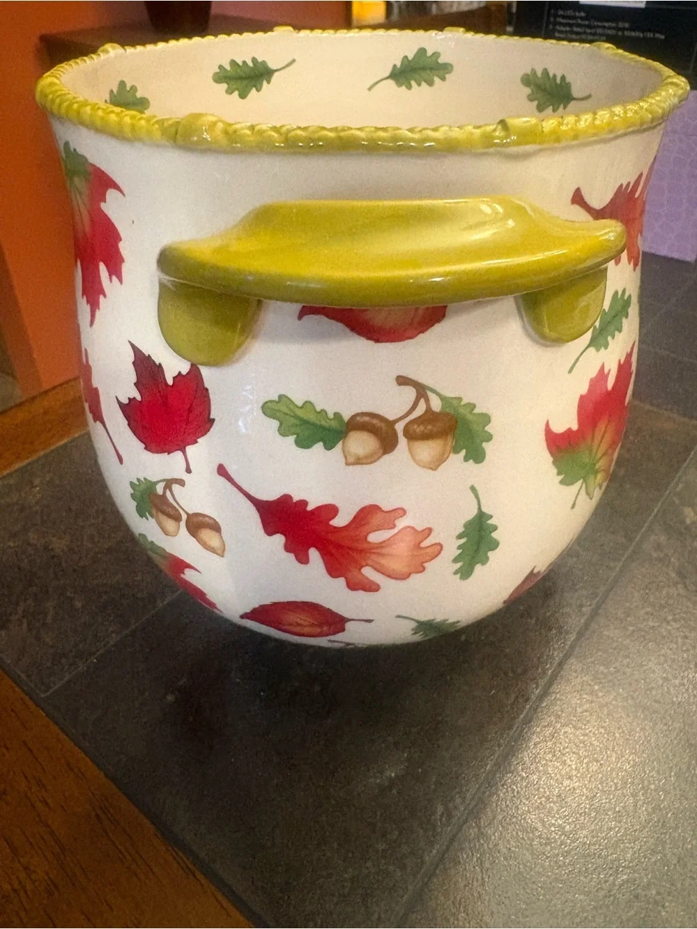 Large Temp-tations Crock with handles.  Harvest Pattern